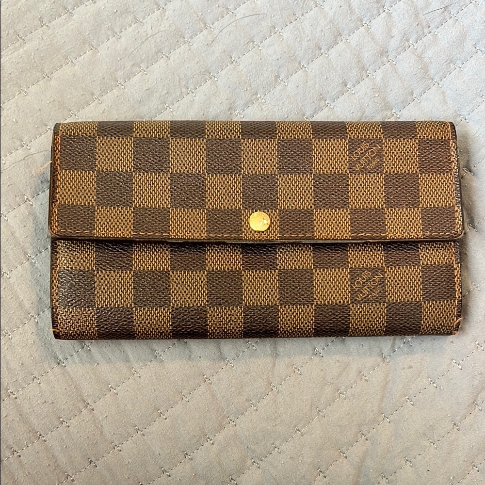 Brown Checkered Wallet
